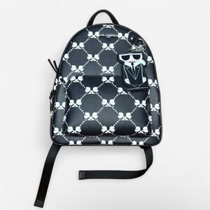 Karl Lagerfeld Monochrome Skull Pattern Backpack